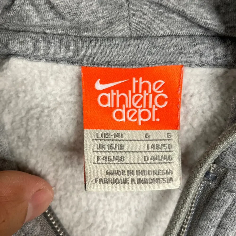 Nike Hoodie Boys Size‎ L Gray Full Zip Athletic Dept Logo Long Sleeve Casual